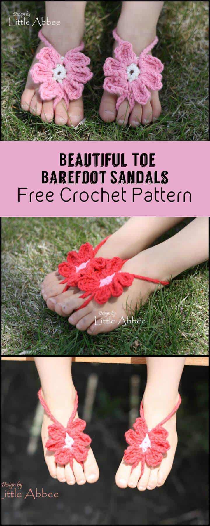 Beautiful Toe Barefoot Sandals Free Crochet Pattern